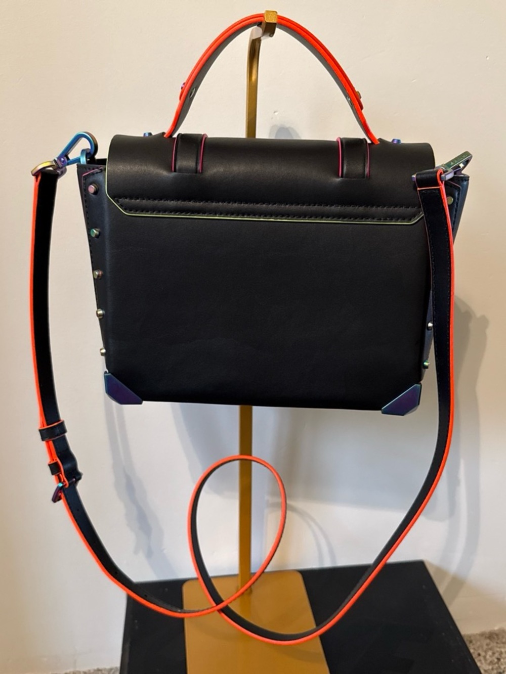 Michael Kors Manhattan Satchel with Neon Trim and Iridescent Hardware - Picture 2 of 5